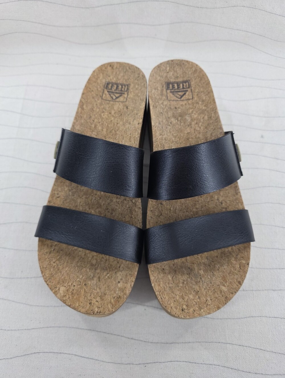 Reef Womens Cushion Vista Higher Black Double Strap Platform Sandals Shoes Sz 10 - Picture 3 of 11